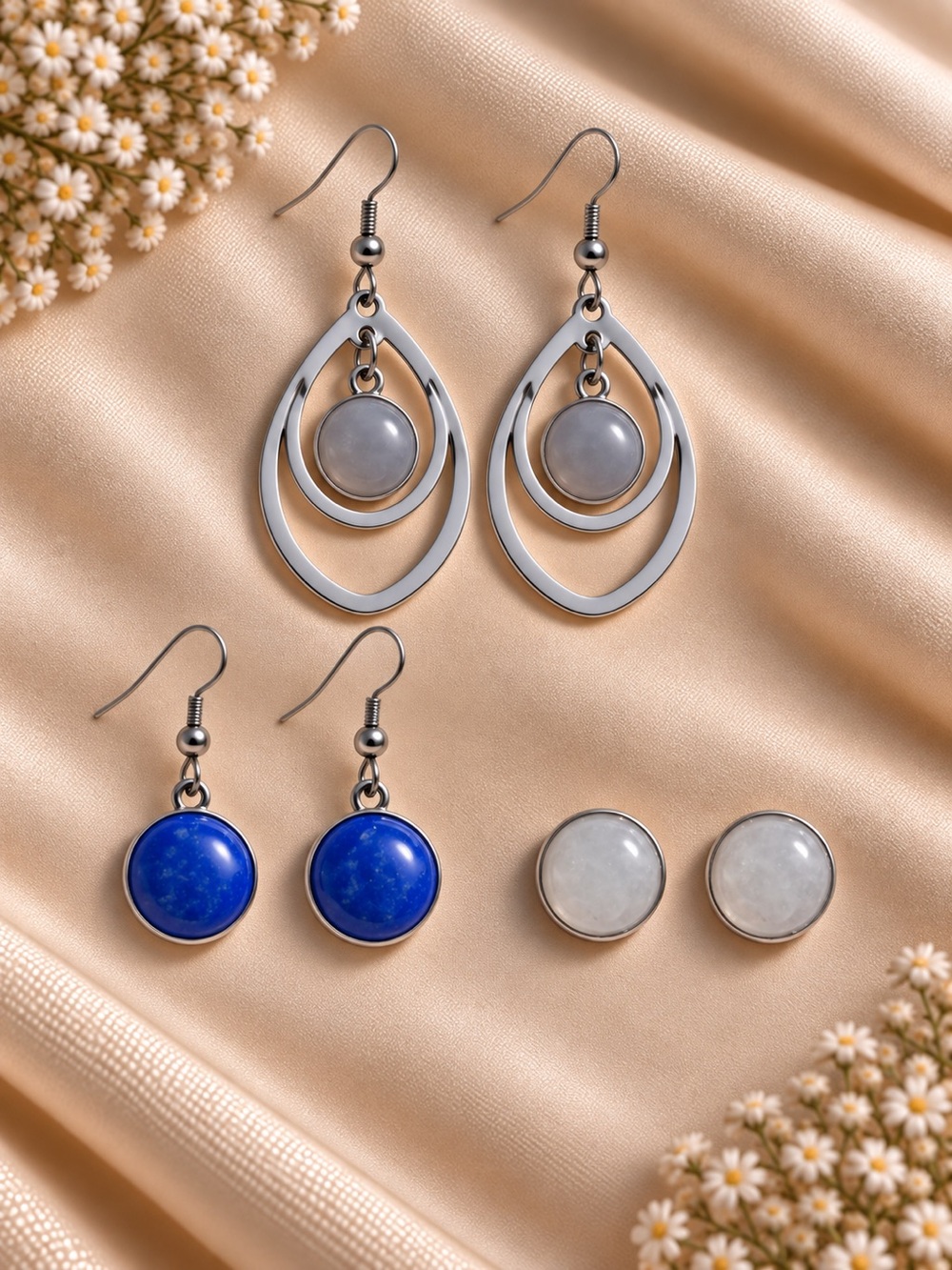Gemstone earrings-(3)